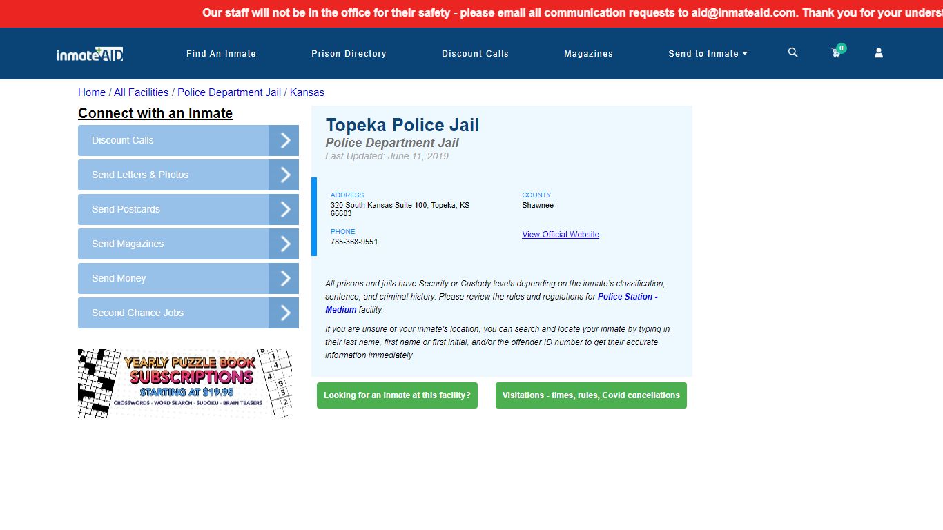Topeka Police Jail & Inmate Search - Topeka, KS