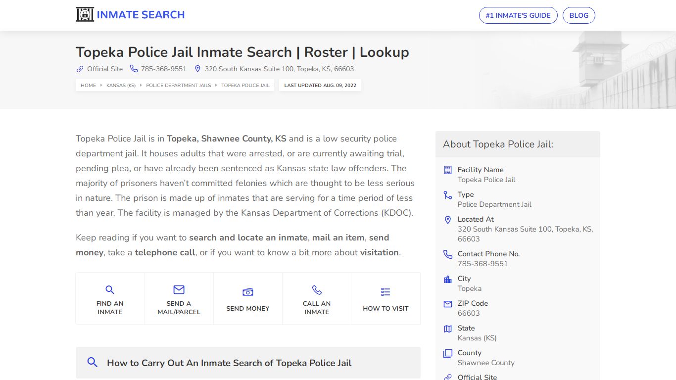 Topeka Police Jail Inmate Search | Roster | Lookup